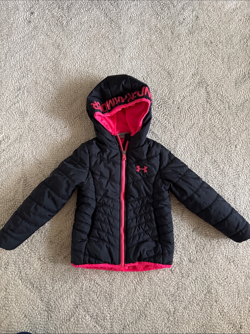 Girls Under Armour Black Jacket with Hot Pink Trim and Hood